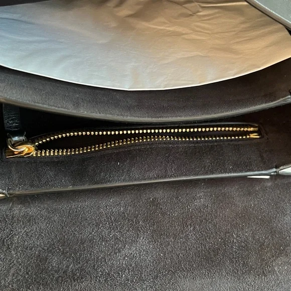 LANVIN Lamb Leather Crossbody Bag Logo Chain Trim & Strap Magnetic Flap - Picture 10 of 17